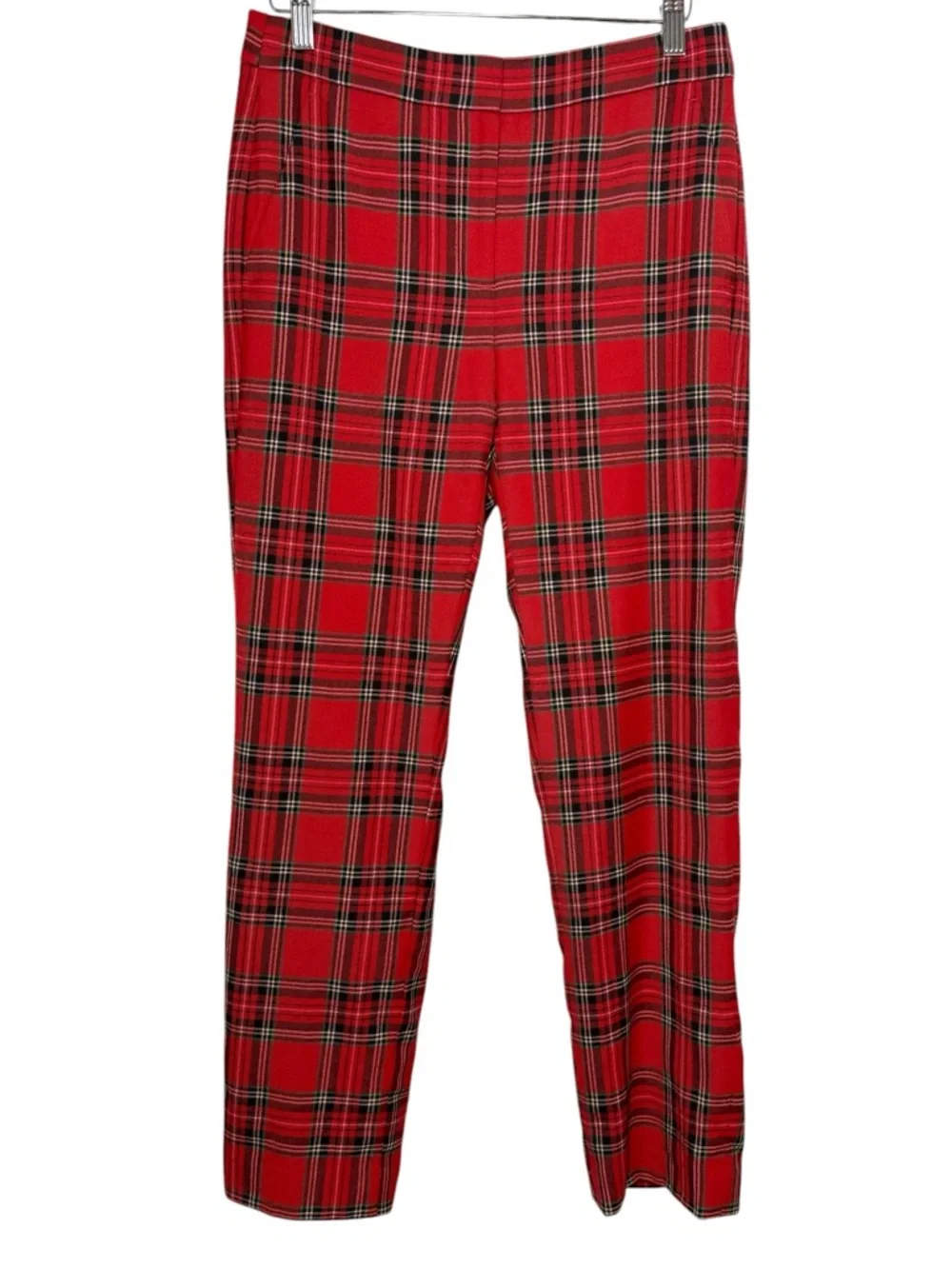 J. Crew‎ Wool Blend Straight Leg Kate Pants in Red Tartan Plaid Size 6P